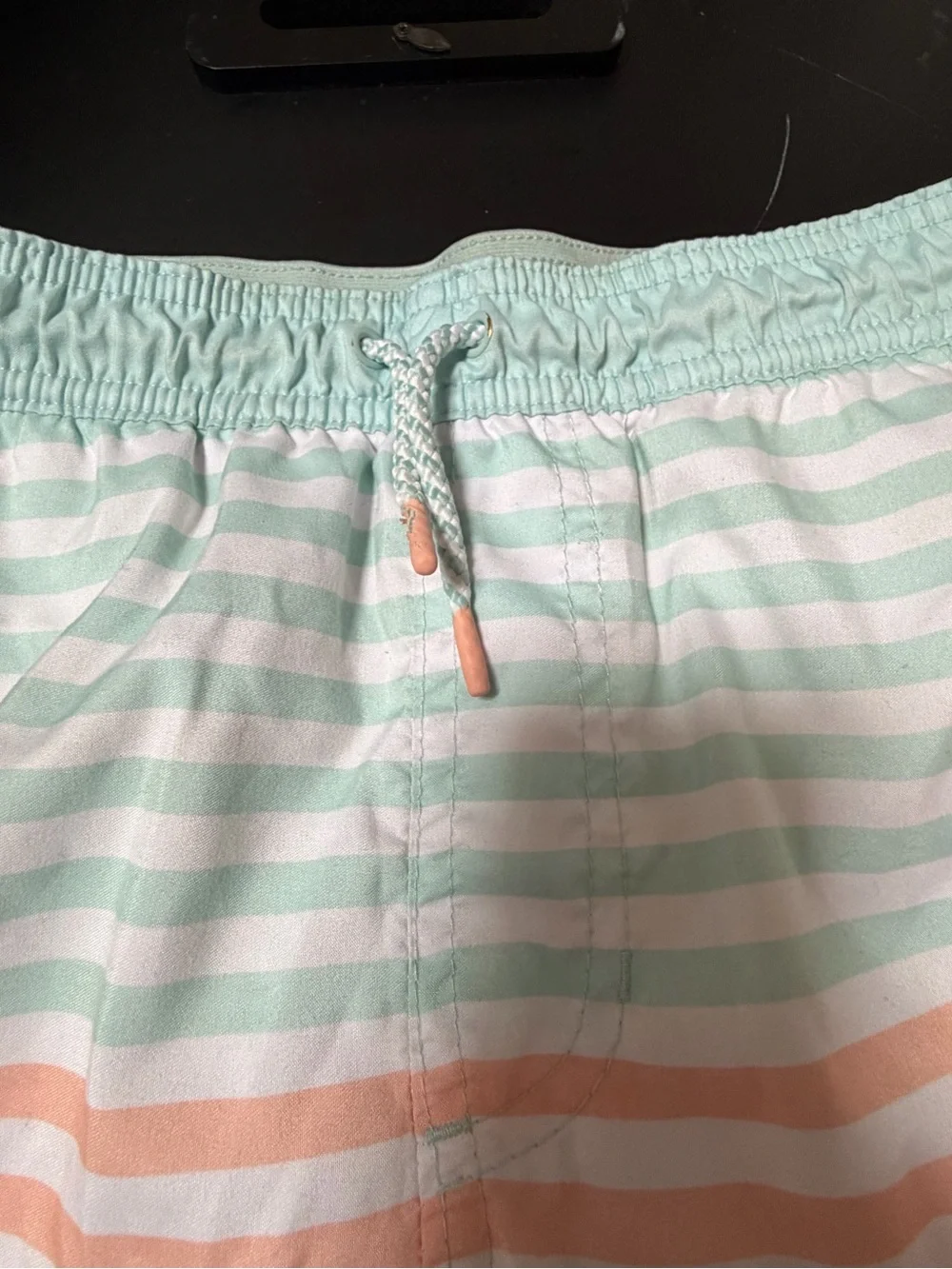 Cat & Jack Striped Swim Shorts in Red, Peach & Mint